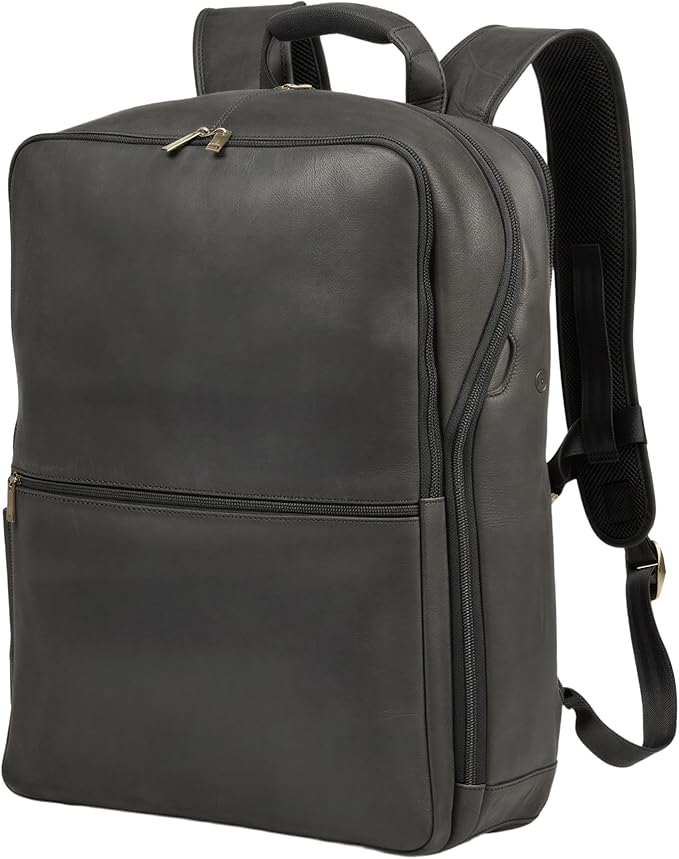 Luxorro Professional Leather Backpack – Handcrafted Full-Grain Leather Laptop Bag for Work & Travel (Black, 15 Inch)