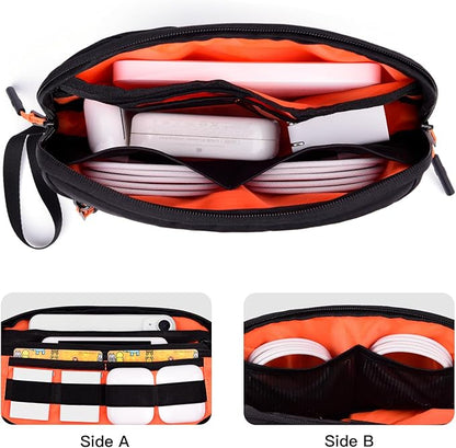 Cable Organizer Bag, Charger Organizer Pouch Case for Travel Accessories/Airplane Essentials/Electronics Tech Gadgets (Black)