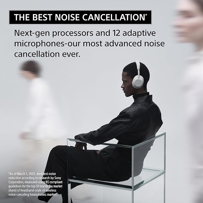Sony WH-1000XM6 The Best Noise Canceling Wireless Headphones, HD NC Processor QN3, 12 Microphones, Adaptive NC Optimizer, Mastered by Engineers, Studio-Quality, 30-Hour Battery, Black