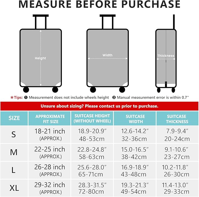 Travelkin Luggage Covers With Tag For Suitcases Tsa Approved,Suitcase Covers Protector Fit 18-32 Inch Luggage M(22-25inch suitcase)