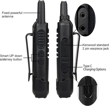 Retevis RT22 Two Way Radio Long Range Rechargeable,Portable 2 Way Radio, USB-C Charging, Handsfree Walkie Talkies for Adults Cruise Hiking Camping(4 Pack)