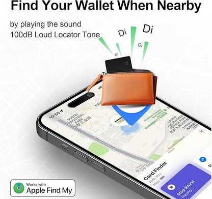 Ultra-Slim Wallet Tracker Card 1-Pack Works with Apple Find My (iOS Only) - 0.07in Thin Air Tag Card with 90dB Find Sound, IP68 Waterproof, Wireless Charging - for Passport, Luggage, Keys etc
