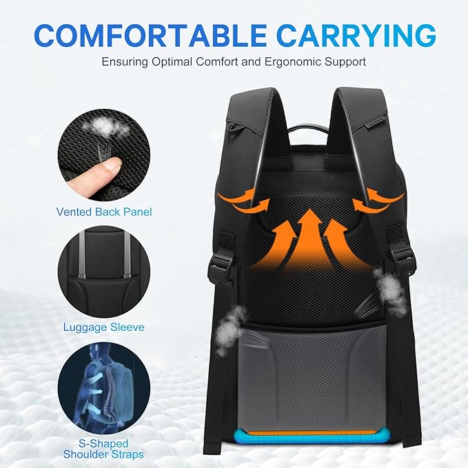 BANGE 15.6 Inch Laptop Backpack for Men and Women, Business Travel Backpack, Waterproof Lightweight Computer Bag for College, Office, Commuter & Outdoor Sports
