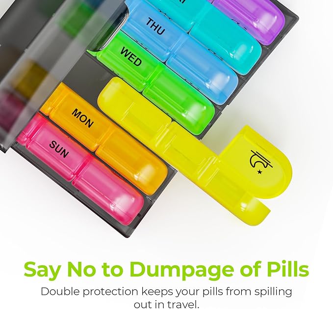 AUVON Weekly Pill Organizer 3 Times a Day, Large 7 Day Pill Box 3 Times a Day with Separate Container, Portable Pill Case for Medication, Vitamins, Fish Oil and Supplements