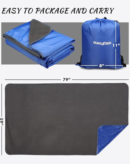 DUKUSEEK Outdoor Waterproof Stadium Blanket, XL Large (79x56) Hooded Stadium Blankets with Fleece,Portable,Warm Outside Blankets for Cold Weather, Camping, Sports, Beach, Football, Festivals…
