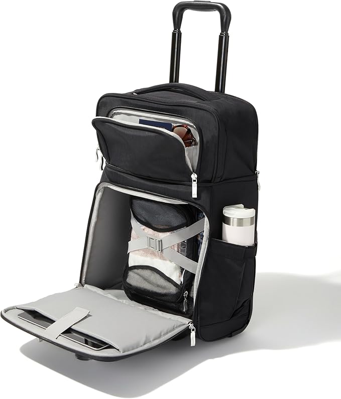 Baggallini Expandable Underseat Carry-On - Lightweight Travel Luggage Carry On Weekender with Wheels