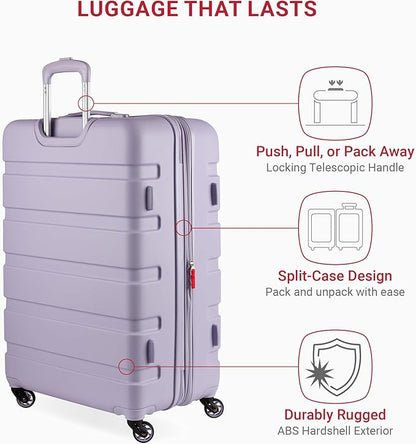 SwissGear 7366 Signature Hardside Expandable Luggage with Spinner Wheels, TSA Lock, Evening Haze, Checked-Large 27-Inch
