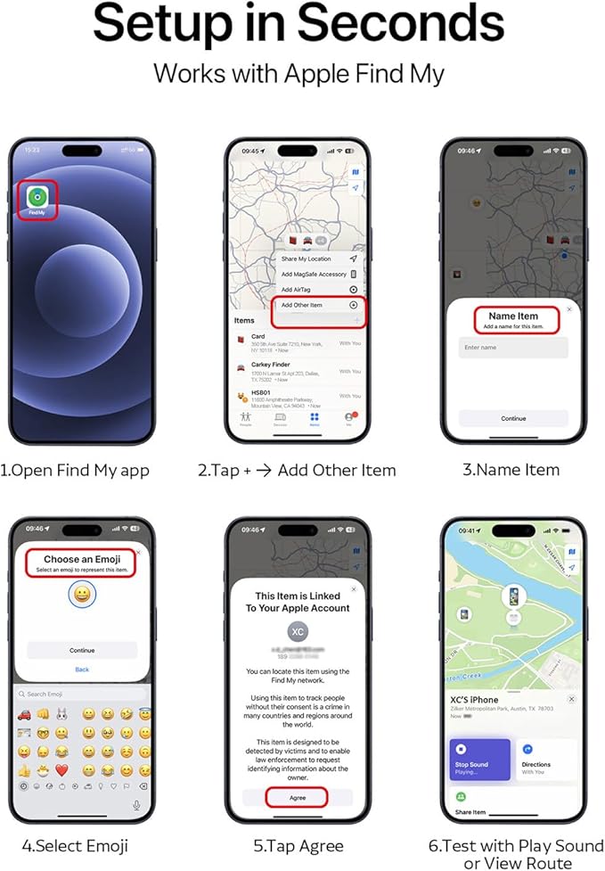 Slim Air Tag Wallet Tracker Card, [Apple MFi Certified], Wireless Charging, Work with Apple Find My, IP67 Waterproof, Item Locator for Keys, Bags, Passport, iOS Only, 1 Pack
