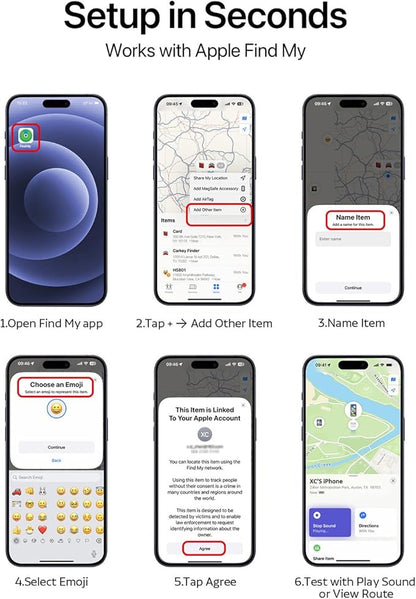 Slim Air Tag Wallet Tracker Card, [Apple MFi Certified], Wireless Charging, Work with Apple Find My, IP67 Waterproof, Item Locator for Keys, Bags, Passport, iOS Only, 1 Pack