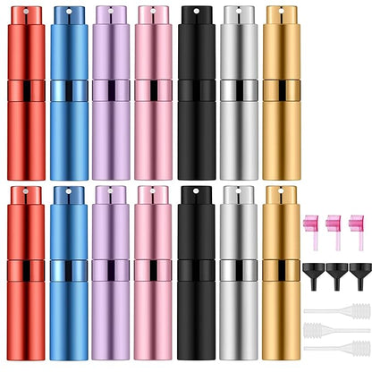 Lil Ray 8ml/14pcs Portable Mini Perfume Atomizer, Refillable Empty Small Spray Bottle for Travel, Twist Type Pocket Cologne Sprayer