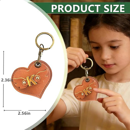 Initial Letter Leather Alphabet Keychain Holder Case Compatible with AirTag,Cute Protective Air Tag Cover with Bronze Keyring,Anti-Scratch Finder GPS Tracker Case for Pets Keys Wallet Luggage(K)