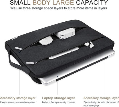 Voova 15.6 16 Inch Laptop Sleeve Case Compatible with MacBook Pro 16 M1/M2/M3/M4 Max 2019-2025, 15.6-16” Hp Lenovo Acer Asus, Waterproof Slim Computer Bag Cover with Handle, Black