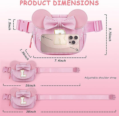 Birthday Gifts for Girls Kids, Personalized Small Initial Pink Belt Bag for Kid Girls | Small Initial Monogram Fanny Packs Crossbody Bag Purse for Girl Kid Year Old Birthday Gifts (Pink B)