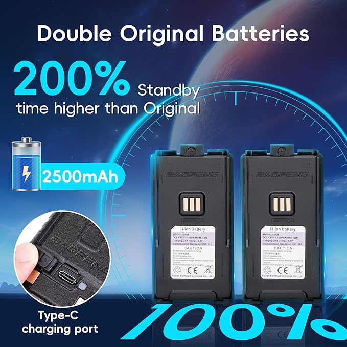 Baofeng Radio Ham Radio Handheld 5RM 10W Long Range 4 Rechargeable Batteries NOAA Weather Two Way Radio Walkie Talkie for Adults with Programming Cable,999CH for Survival Gear Hunting Camping, 2 Pack