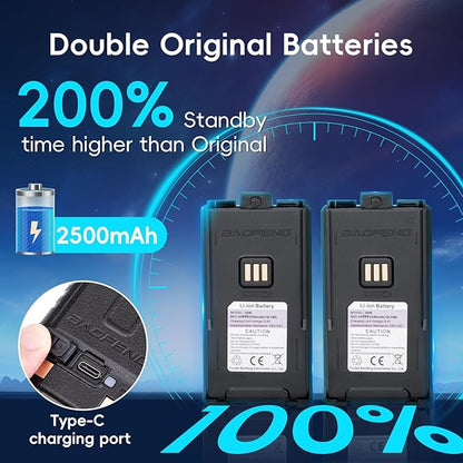 Baofeng Radio Ham Radio Handheld 5RM 10W Long Range 4 Rechargeable Batteries NOAA Weather Two Way Radio Walkie Talkie for Adults with Programming Cable,999CH for Survival Gear Hunting Camping, 2 Pack