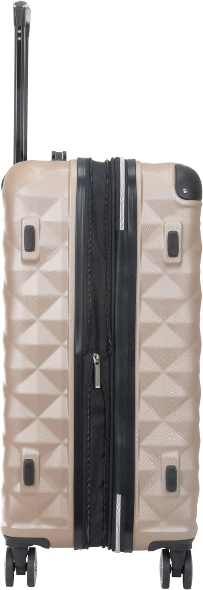 Kenneth Cole REACTION Diamond Tower Collection Lightweight Hardside Expandable 8-Wheel Spinner Travel Luggage, Rose Champagne, 24-Inch Checked