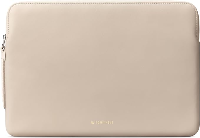 Comfyable Slim Protective Laptop Sleeve Compatible with 13/13.3/14 Inch MacBook Air & MacBook Pro, Mac Travel Case, Laptop Pouch, Slim PU Leather Cover M5/M4/M3/M2/M1 2025-2021, Dark Beige