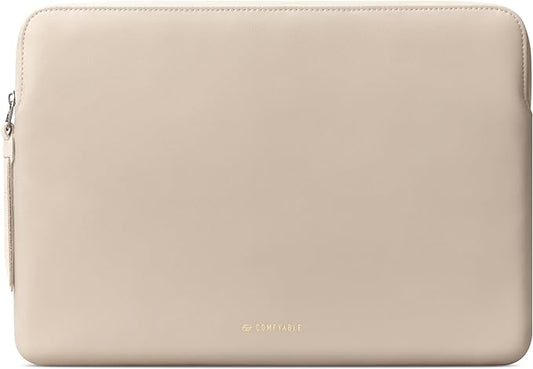 Comfyable Slim Protective Laptop Sleeve Compatible with 13/13.3/14 Inch MacBook Air & MacBook Pro, Mac Travel Case, Laptop Pouch, Slim PU Leather Cover M5/M4/M3/M2/M1 2025-2021, Dark Beige