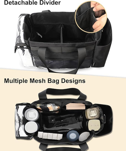 TANTO Travel Makeup Bag Small Cosmetic Bag Makeup Artist Bag Professional Touch Up Makeup Kit Bags with Detachable Dividers Multi Pocket Cosmetic Storage Organizer for Beauty Pros (Black)