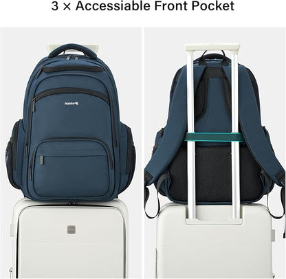 Hanke College Laptop Backpack Multi-Pocket, 18-Inch Large Travel Backpack for Men Women, Water Resistant College Bookbag for 15.6 Inch Laptop, Casual Daily Personal Item Airline Approved,Navy Blue