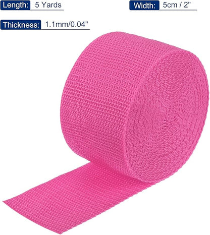 MECCANIXITY Lightweight Polypropylene Webbing Strap 2" 5 Yard Backpack Strapping Band Rose Red for Outdoor Luggage Cargo Straps