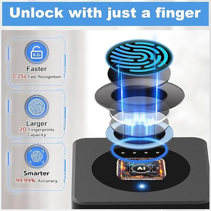 Fingerprint Padlock with Cable 130 cm eLinkSmart Fingerprint Lock App Unlock Keyless Biometric Outdoor Waterproof Padlock for Gym Locker Helmet Gate Fence Luggage Black
