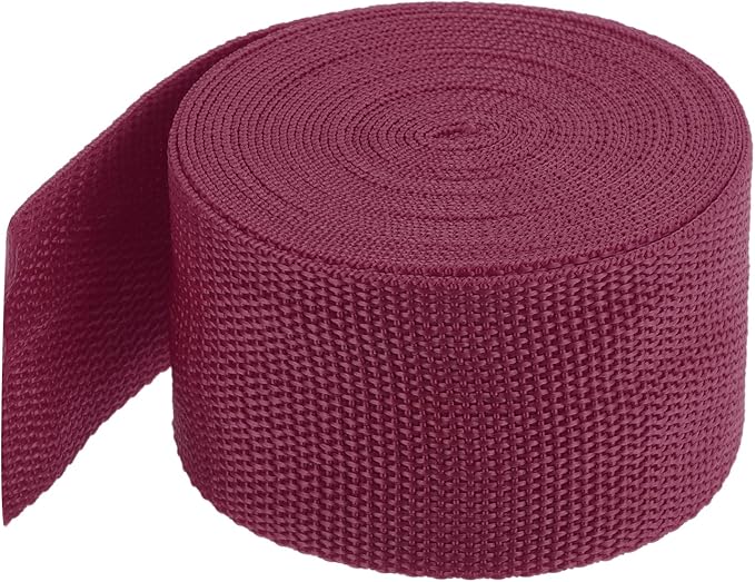 MECCANIXITY Lightweight Polypropylene Webbing Strap 2" 5 Yard Backpack Strapping Band Dark Red for Outdoor Luggage Cargo Straps