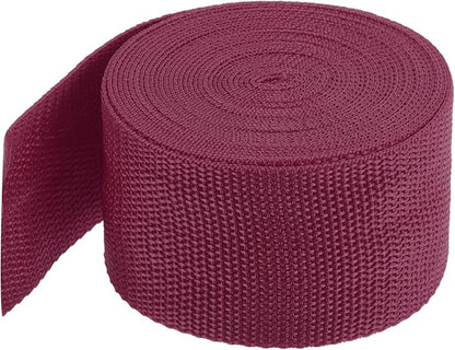 MECCANIXITY Lightweight Polypropylene Webbing Strap 2" 5 Yard Backpack Strapping Band Dark Red for Outdoor Luggage Cargo Straps