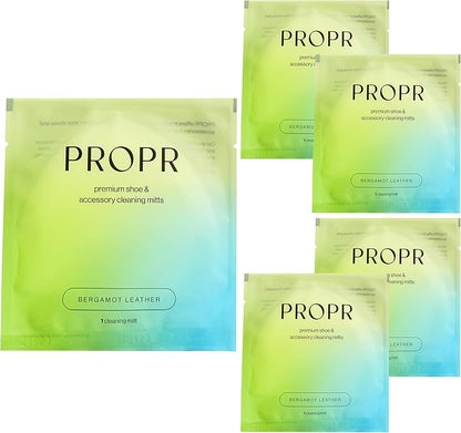 PROPR Premium Petal Design Shoe Cleaning Mitt (5 Pack) – Leather Handbag & Travel Shoe Cleaner Mitts with Bergamot Scent – Non-Toxic Individually Wrapped Double Sided Boot Cleaning Mitts
