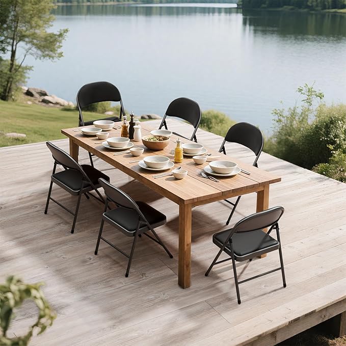 24 Pack Black Folding Chairs with Padded Cushion for Outside, Portable Stackable Commercial Metal Foldable Chairs with Steel Frame for Home Events Office Wedding Party, 350lbs Capacity