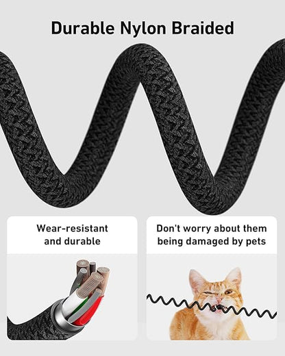 USB C Cable Coiled 6FT 2Pack, Braided USB A to Type C Charger Cable for Car 66W Fast Charging Cord Compatible with iPhone 17 16 15, iPad, Samsung Galaxy, Google Pixel, Moto, TCL, LG Phones