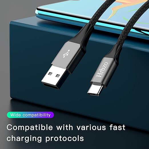 USB-C Cable 3A Fast Charging, 3-Pack 3ft USB A to Type C Charge Nylon Braided Cord for Type-C Devices - Black