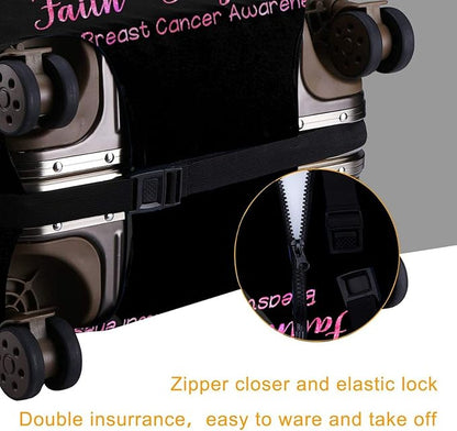 Travel Suitcase Protector Breast Cancer Pink Ribbon Elastic Protective Washable Luggage Cover With Concealed Zipper Suitable For 18-32 Inch(S (for 18--21 inch luggage))