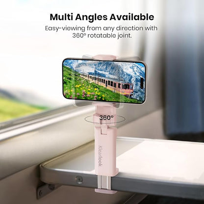 2 Pack Klearlook Universal Airplane Phone Holder, 360° Rotatable Phone Mount for Airplane Tray Table & Desk, Hands-Free Adjustable Phone Stand for Flight Essentials Must Have Accessories