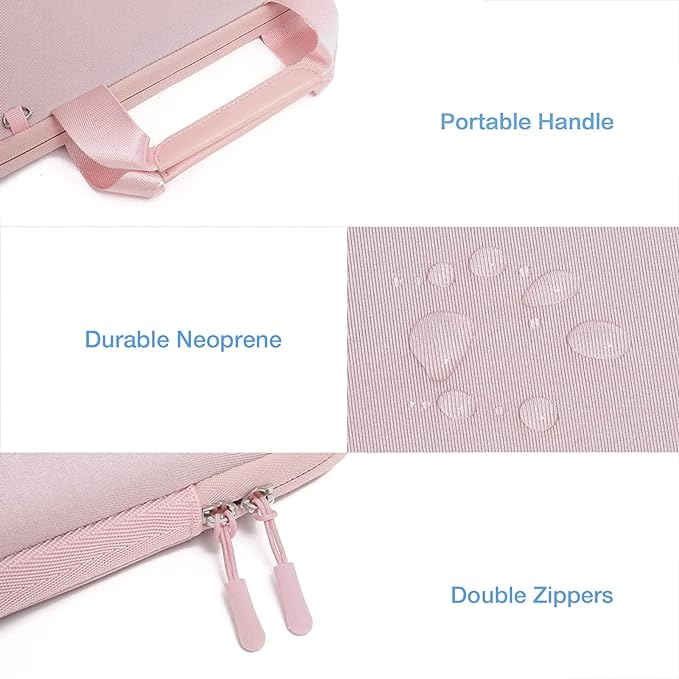 MOSISO Laptop Case 13 inch, Laptop Sleeve Bag Compatible with MacBook Air 13 inch M4 M3 M2 M1 2025-2018 / Pro 13 M2 M1, Neoprene Carrying Computer Bag with Handle&Detachable Small Case, Pink