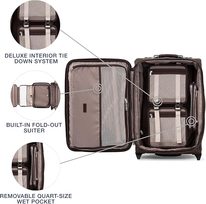 Travelpro Platinum Elite Softside Expandable Carry on Luggage, 2 Wheel Upright Suitcase, USB Port, Men and Women, Rich Espresso, Carry On 22-Inch