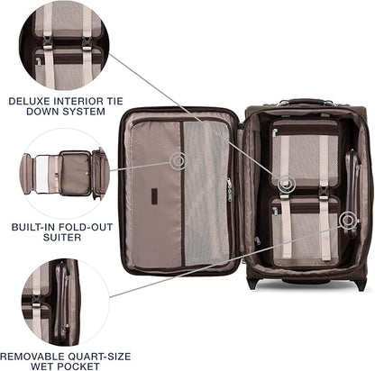 Travelpro Platinum Elite Softside Expandable Carry on Luggage, 2 Wheel Upright Suitcase, USB Port, Men and Women, Rich Espresso, Carry On 22-Inch