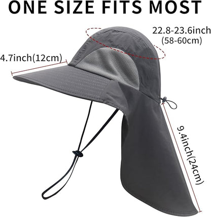 PFFY Sun Bucket Hats for Men Women 3” Wide Brim UPF 50+ Fishing & Beach Hat