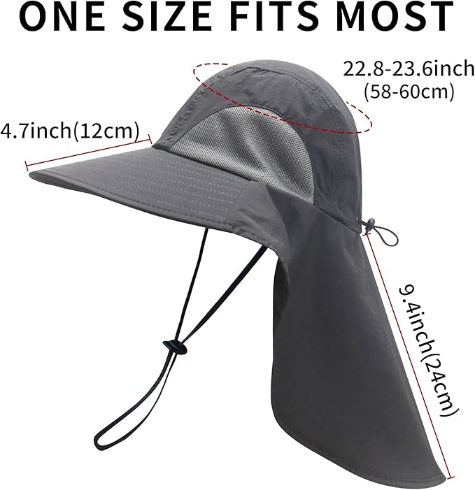 PFFY Sun Bucket Hats for Men Women 3” Wide Brim UPF 50+ Fishing & Beach Hat