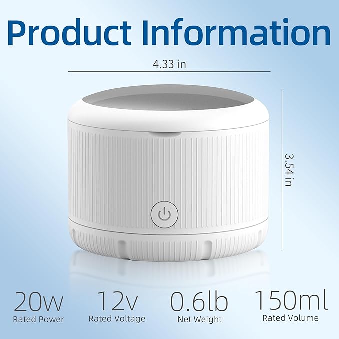 45kHz Ultrasonic Retainer Cleaner Machine, Ultrasonic Cleaner for Cleaning Orthodontic Appliances, Braces, Toothbrushes, Jewelry (150ML, White)