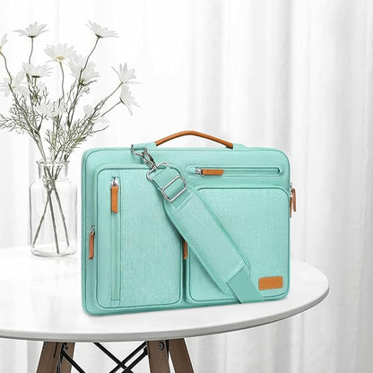 MOSISO 360 Protective Laptop Shoulder Bag,14 inch Computer Bag Compatible with HP Lenovo Dell ASUS Acer, HP, Dell Latitude, Lenovo,Side Open Messenger Bag with 4 Zipper Pockets&Handle, Aqua Green