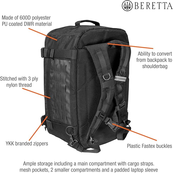 Beretta 49L Field Patrol High-Performance Easy-Access DWR Bag, Black, One Size