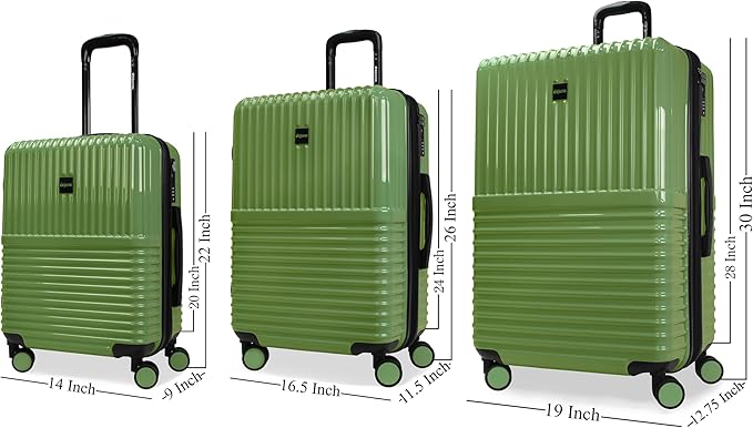 World Traveler Dejuno Tonal 3-Piece Polycarbonate Lightweight Hardside Expandable Spinner Luggage Set with TSA Lock - Matcha