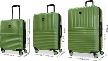 World Traveler Dejuno Tonal 3-Piece Polycarbonate Lightweight Hardside Expandable Spinner Luggage Set with TSA Lock - Matcha