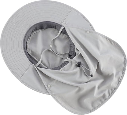 Home Prefer UPF 50+ Sun Hats for Men Women Wide Brim Fishing Hat with Neck Flap Summer Safari UV Protection Bucket Hat