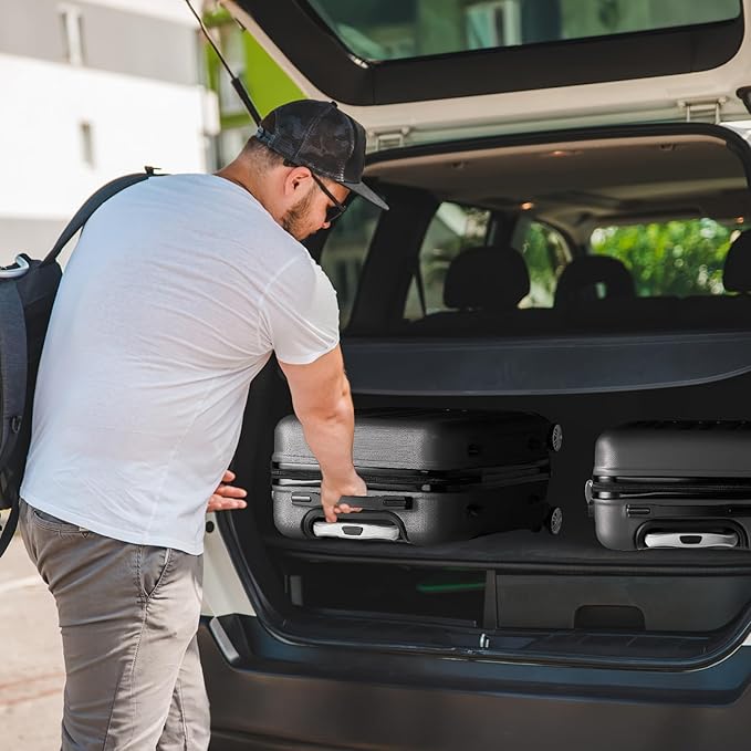 Karl home Luggage Sets 3 Piece, ABS Hardside Suitcase Set with Double Spinner Wheels & TSA Lock for Travel Business, 3-Piece Set (20/24/28), Dark Gray