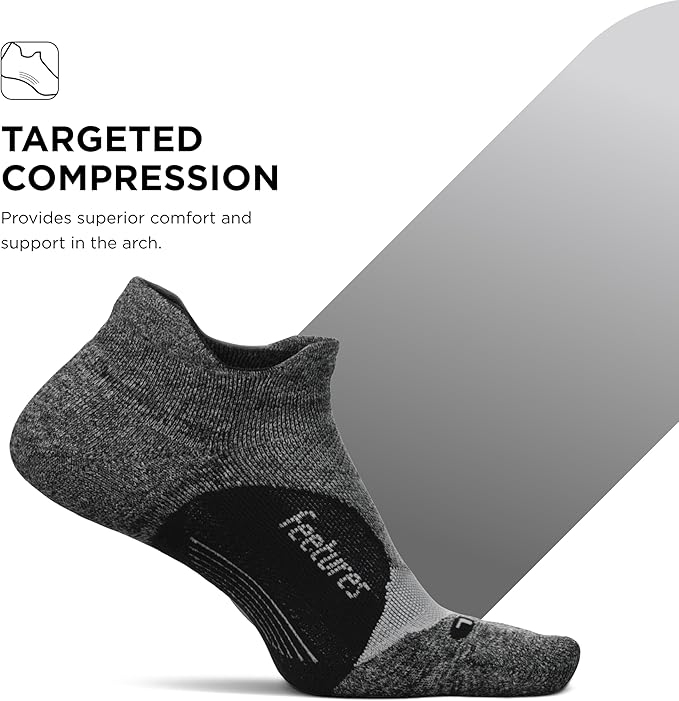 Feetures Elite Light Cushion No Show Tab Athletic Ankle Socks - Sport Sock with Targeted Compression