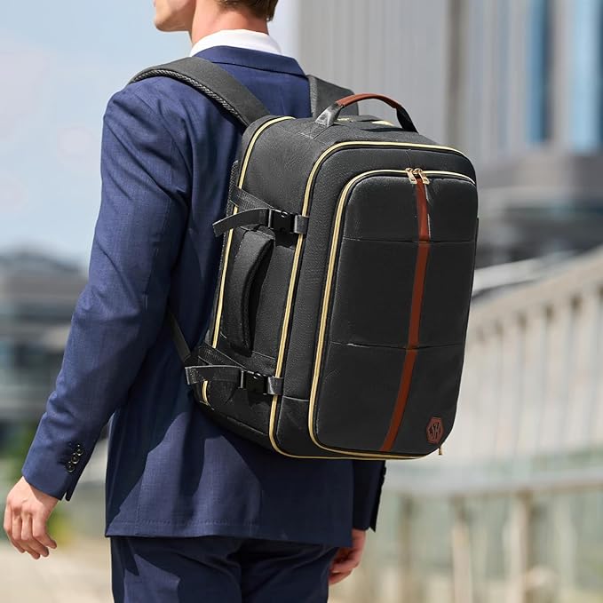 40L Travel Laptop Backpack for Women & Men, Airline Approved Carry On Luggage Overnight Bags, Waterproof Personal Item Bag, Weekender Essentials Backpacks Vacuum Backpack Black