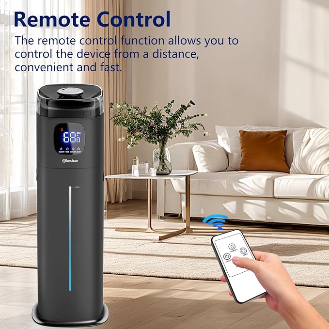 Large Humidifiers for Bedroom, 9L/2.5Gal Ultrasonic Cool Mist, Top Fill Easy Clean with 350ML/H Mist Speed, Quiet, Suitable for Kids Room Plant Yoga Office Study Room Living (Black, Square)