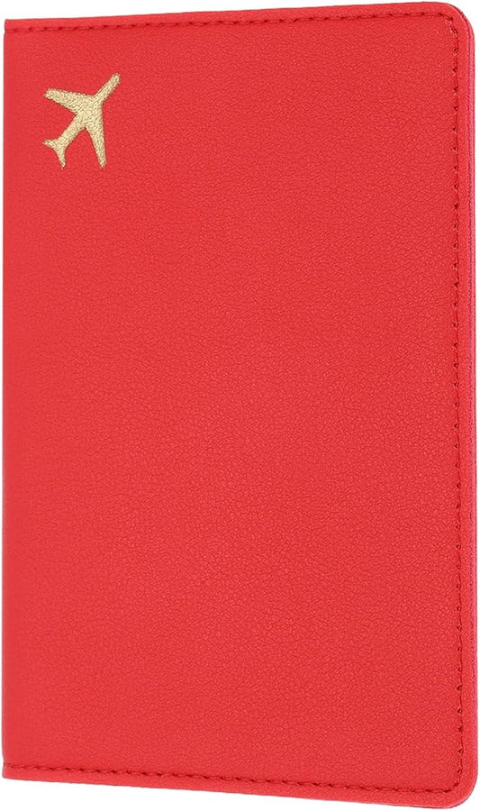 uxcell Passport Cover Holder, Waterproof PU Leather Passport Cover Card Protector Sleeve for Women & Men Document Organizer Travel Accessories for Anniversary Wedding Gift, Red